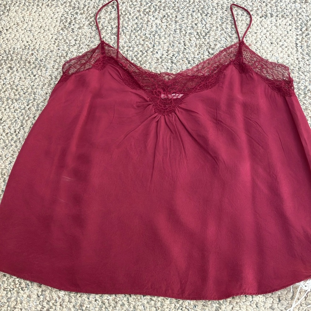 BA&SH Burgundy Lace Trim Camisole